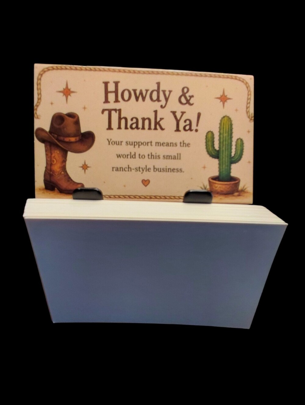 550ct. Howdy & Thank Ya! Rustic Western-Style Thank You Card 3 Random Polymailer - Picture 5 of 7